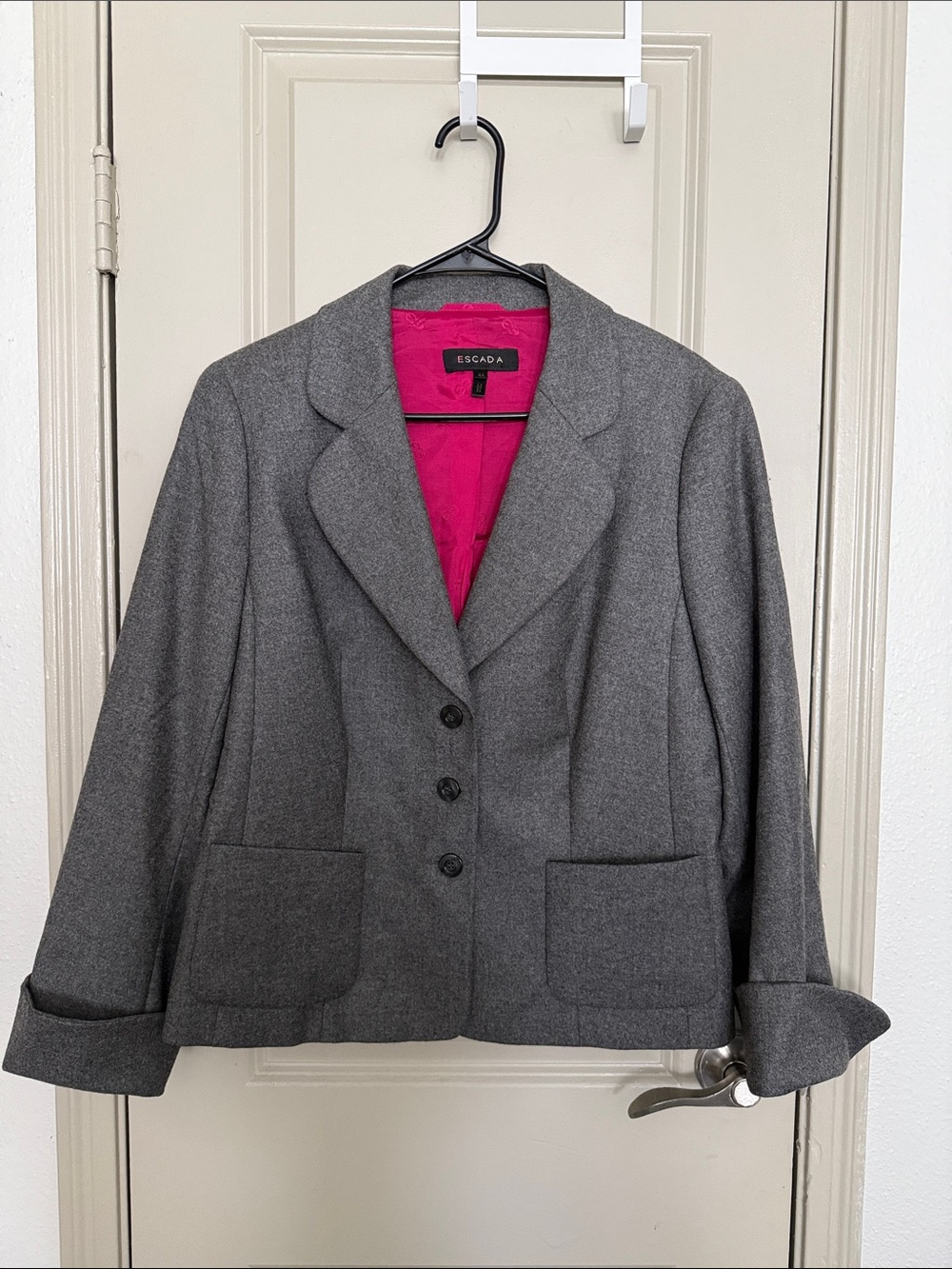 Escada Gray Blazer with Pink Lining
